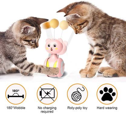 Cat Interactive Feather Teaser Toy - Rotating Ball Wand