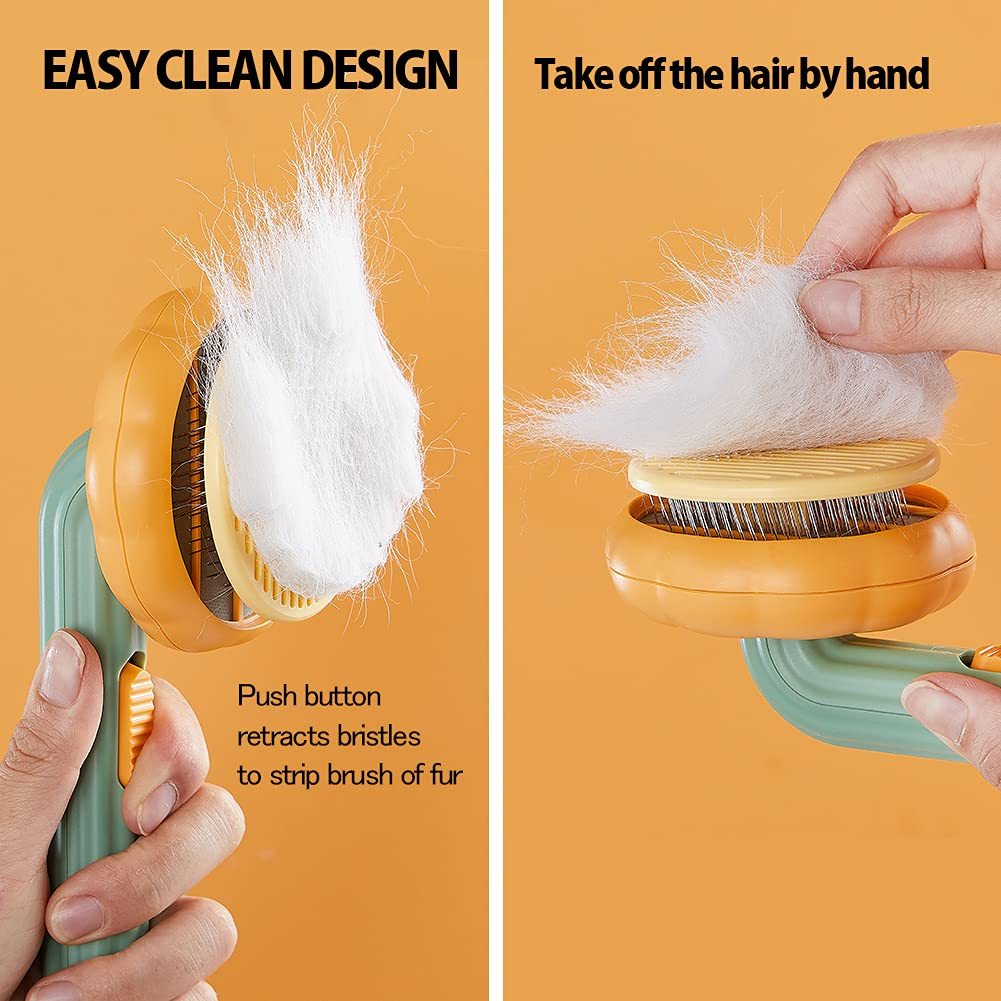 Pet Pumpkin Self-Cleaning Slicker Brush