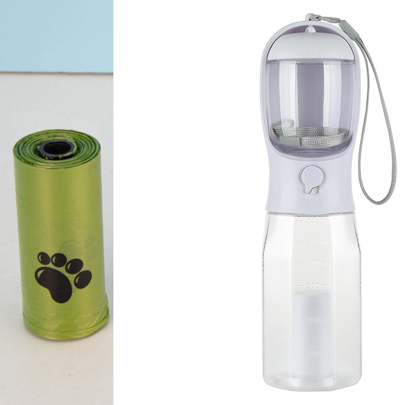 3-in-1 Portable Pet Water Bottle with Food and Waste Dispenser