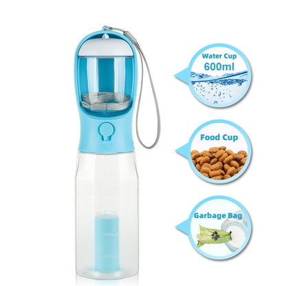 3-in-1 Portable Pet Water Bottle with Food and Waste Dispenser