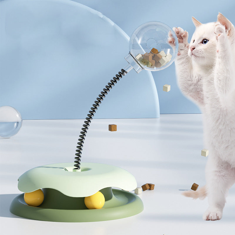 2-in-1 Cat Food Leakage & Turntable Ball Toy